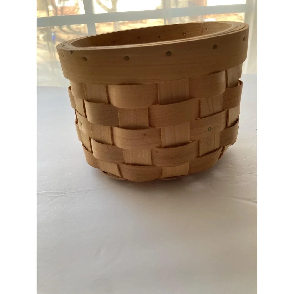Small Mini Round Planter Basket Golden Oak 4 inches Tall 6 inch Diameter